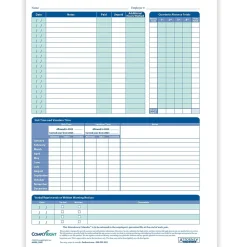 Hr Forms*ComplyRight 2025 Attendance Calendar Card, 50 Forms/Pack (A4000W50)