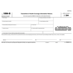 Tax Forms*ComplyRight 2024 1094-B Tax Form, 1-Part, White/Black, 500/Pack (1094BT500)