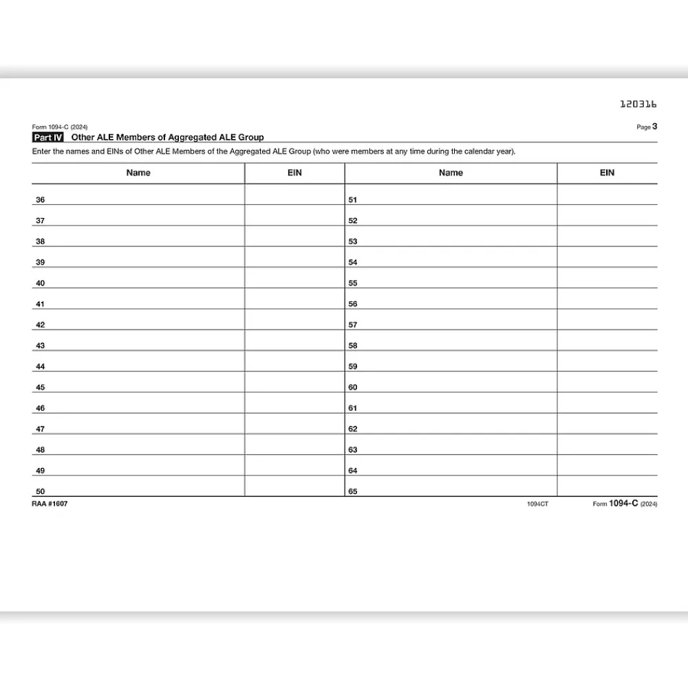 Tax Forms*ComplyRight 2024 1094-C Tax Form, 1-Part, White/Black, 500/Pack (1094CT500)