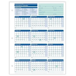 Hr Forms*ComplyRight 2024-2025 Fiscal Attendance Calendar, 50/Pack (A42005015)