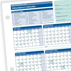 Hr Forms*ComplyRight 2024-2025 Fiscal Attendance Calendar, 50/Pack (A42005015)