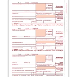 Tax Forms*ComplyRight 2024 1099-NEC Tax Form, 1-Part, 3-Up, Federal Copy A, 50/Pack (NEC511050)