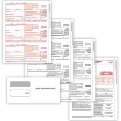 Tax Forms*ComplyRight 2024 1099-NEC Tax Form Envelopes, 4-Part, 3-Up, Copy A, B, C/2, 1096 Transmittal, 100/Pack (NEC6103E100)