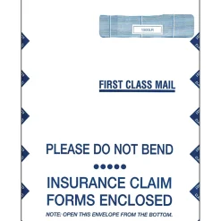 Clearance ComplyRight CMS-1500 Self Seal Security Tinted Window Envelope 9" x 12 1/2", White/Blue, 100/Pack (1500LR)
