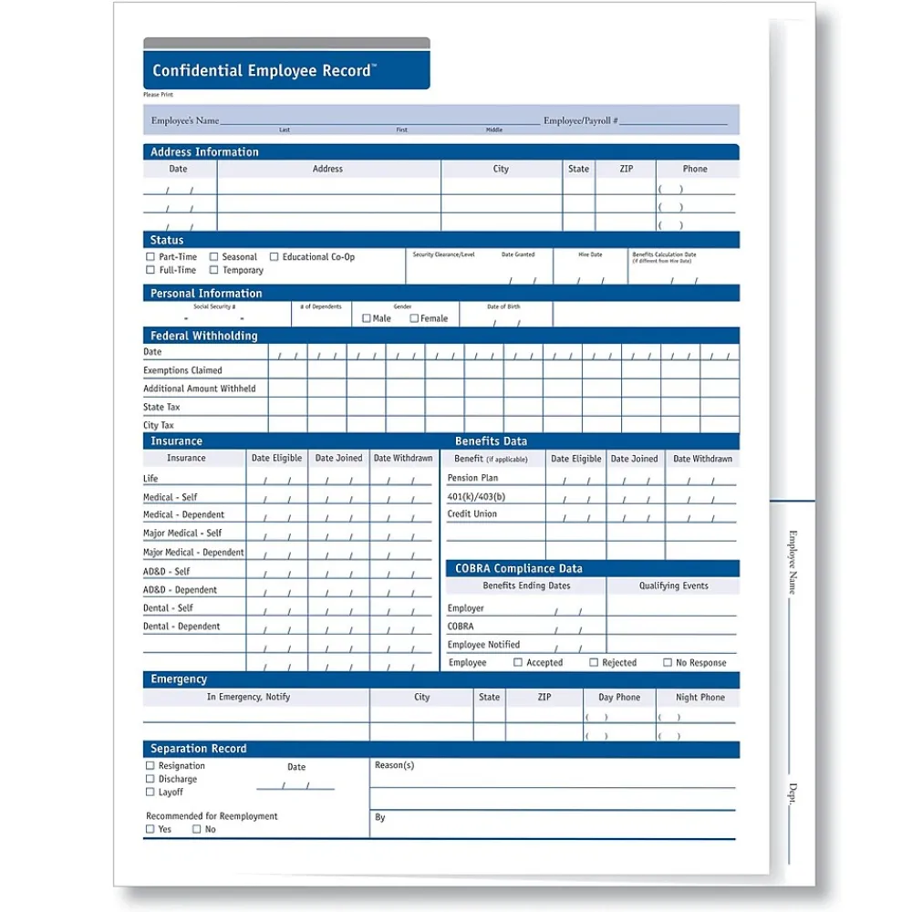 Hr Forms*ComplyRight ™ Confidential Employee Records Folder, Expanded, Pack of 25 (A0175)