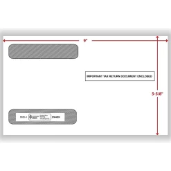 Tax Forms*ComplyRight Double Window Envelope for W-2 (5218) Tax Form, 5.63" x 9", White/Black, 100/Pack (51511)