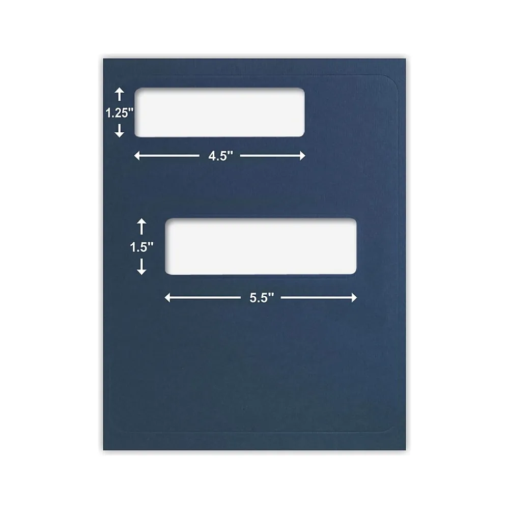 Pocket Folders|ComplyRight Double-Window Tax Presentation Folder, Navy Blue, 50/Pack (FMB03)