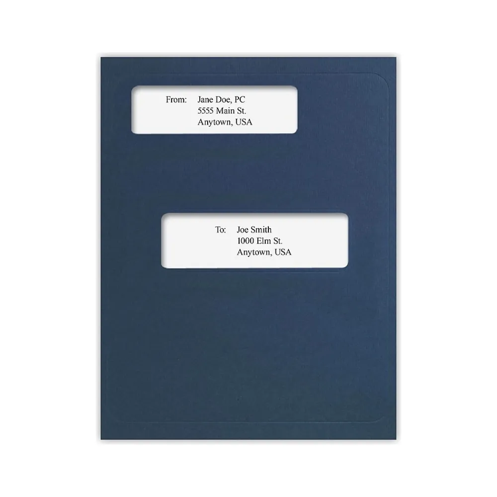 Pocket Folders|ComplyRight Double-Window Tax Presentation Folder, Navy Blue, 50/Pack (FMB03)