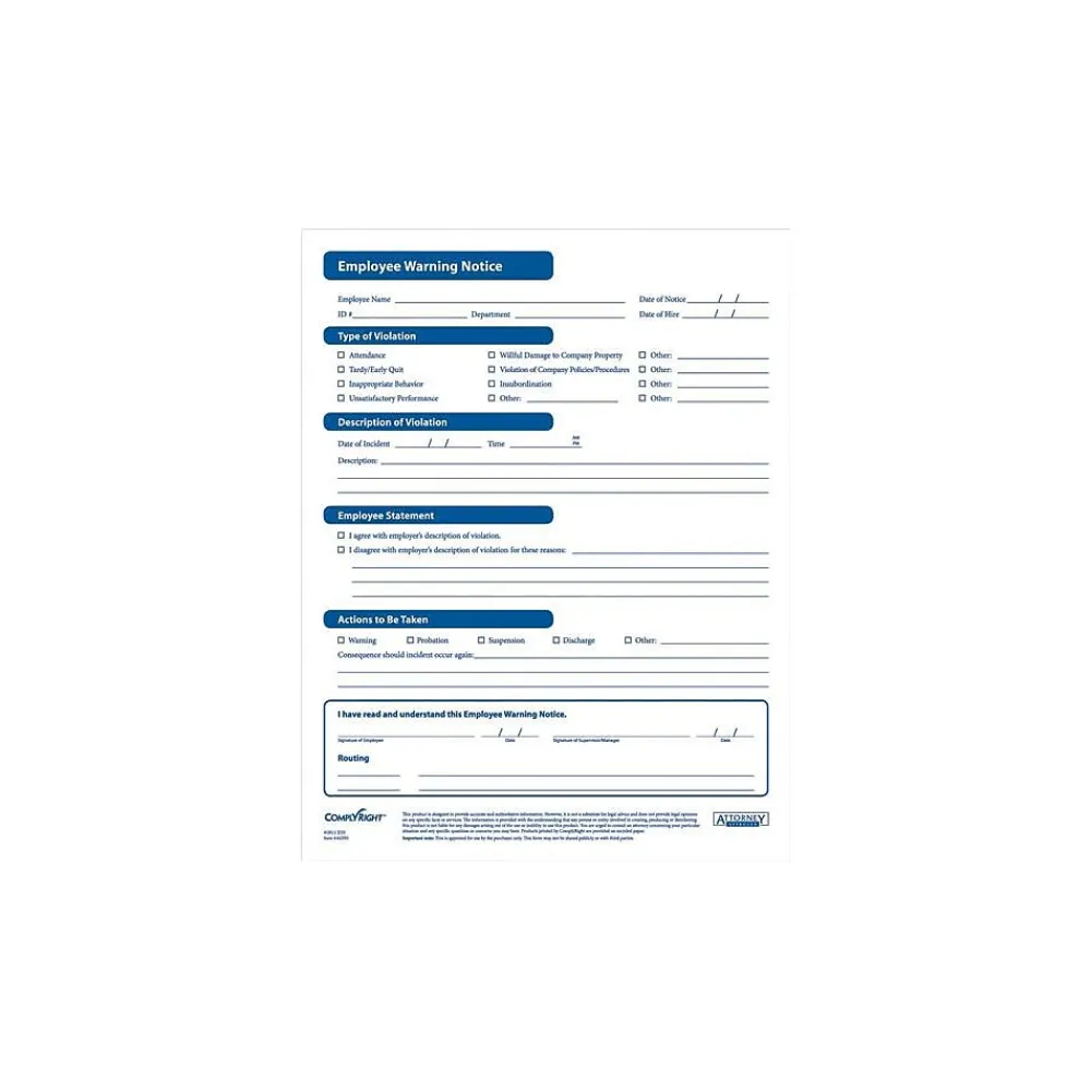 Hr Forms*ComplyRight Employee Warning Notice Forms, 50/Pack (AR0395)