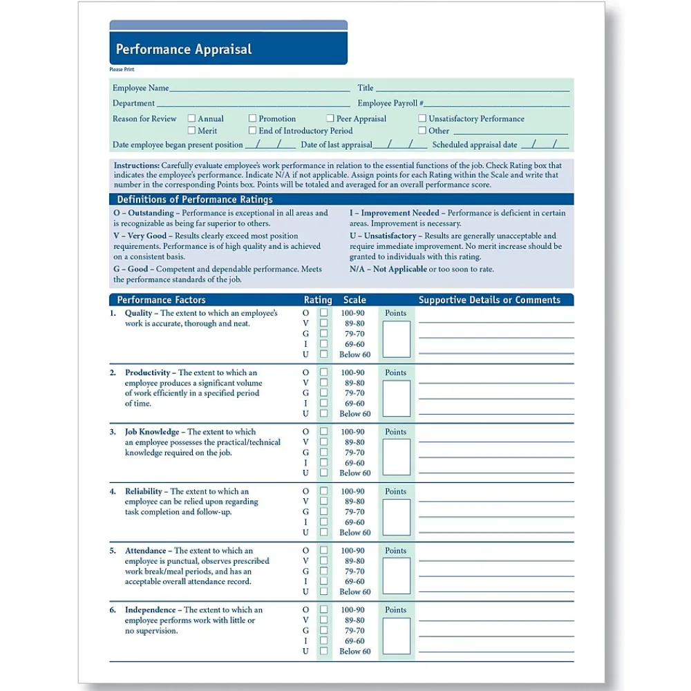Hr Forms*ComplyRight Performance Appraisal, 50 Forms/Pack (A2192)