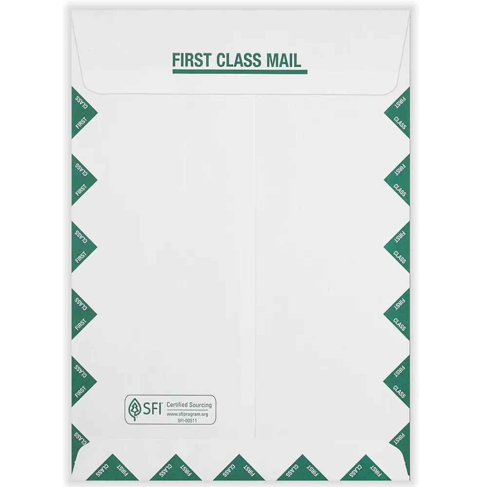 Best ComplyRight Self Seal Document Envelope 9" x 12 1/2", White/Green, 100/Pack (1492LL)