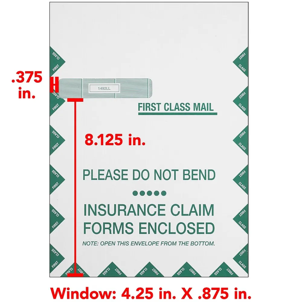 Best ComplyRight Self Seal Document Envelope 9" x 12 1/2", White/Green, 100/Pack (1492LL)