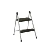 Cosco Folding Step Stool, 2-Step, 200 lb Capacity, 16.9" Working Height, Platinum/Black (11024PBL1E)
