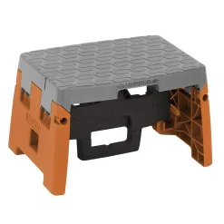 Cosco Folding Step Stool, 1-Step, 300 lb Capacity, Orange/Gray (11903BGO1E)