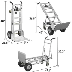 Cosco 3-in-1 Assist Series Convertible Hand Truck, 1000 lb. Capacity, Silver (12312ABL1E)