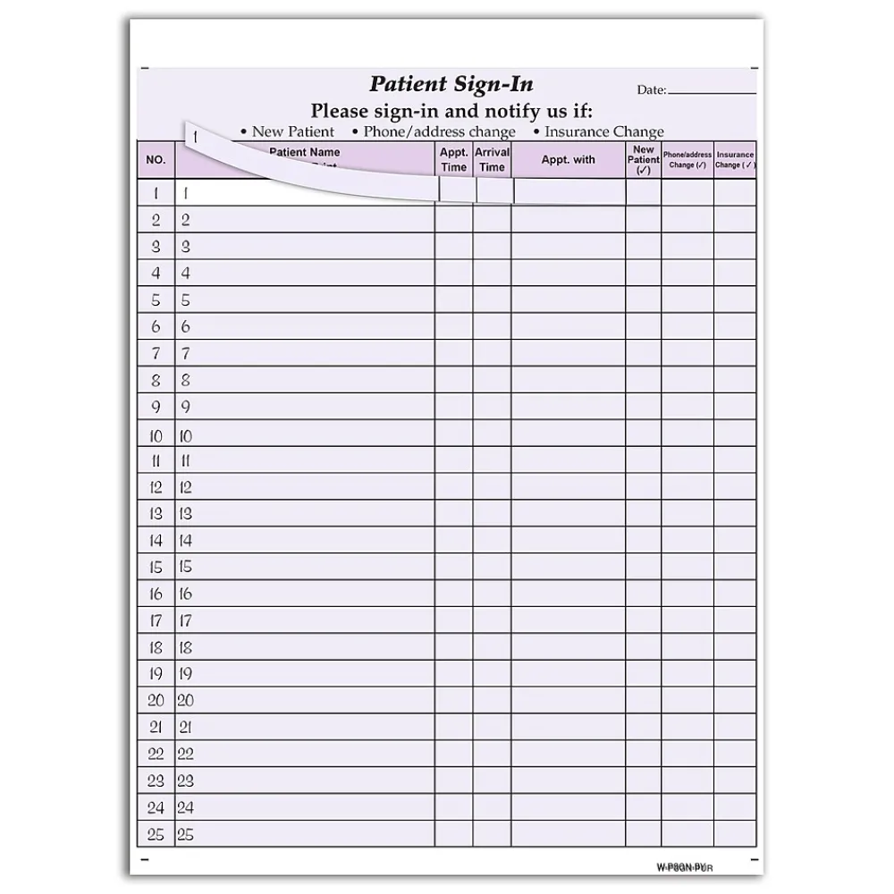 Medical Forms*Cosco Patient Confidential Sign-In Forms, 3-Part, 125 Forms/Pack (074043)