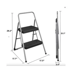 Cosco 2-Step Folding Steel Step Stool, 200 lb Capacity, 28.13