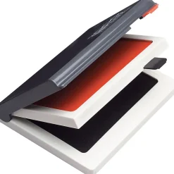 Stamps & Stamp Pads|Cosco Two-Color Felt Stamp Pads, Red/Black Ink (090468)