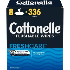 Flushable Toilet Paper Wipe, White, 42 Sheets/Pack, 8 Packs/Carton (51826)<Cottonelle Clearance