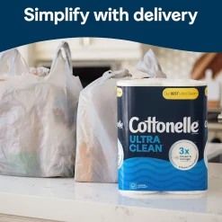 Ultra CleanCare 1-Ply Standard Toilet Paper, White, 312 Sheets/Roll, 24 Mega Rolls/Pack (53757)<Cottonelle Online