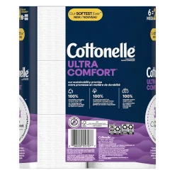 Ultra ComfortCare 2-Ply Standard Toilet Paper, White, 268 Sheets/Roll, 6 Mega Rolls/Pack (48611)<Cottonelle Hot