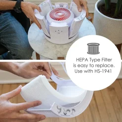 Crane HEPA Tabletop Air Purifier, 3-Speed, White (EE-7002AIR)