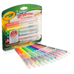 Markers|Crayola Fine Line Washable Dry Erase Markers, Assorted, 12/Box, 3 Boxes (BIN985912-3)
