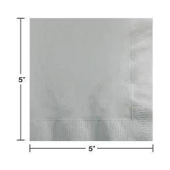 Creative Converting Touch of Color Beverage Napkin, 2-ply, Shimmering Silver, 150 Napkins/Pack (DTC803281BBNAP)