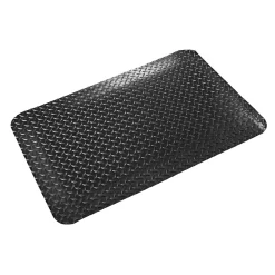 Crown Mats Crown Industrial Deck Plate Anti-Fatigue Floor Mat, 36" x 60", Black (CWNCD0035DB)