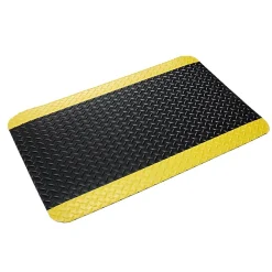 Crown Mats Crown Industrial Deck Plate Anti-Fatigue Mat, 36" x 60", Black with Yellow Border (CWNCD0035YB)