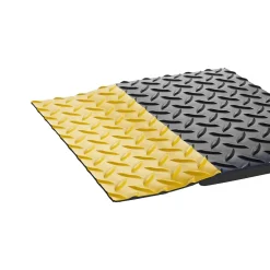 Crown Mats Crown Industrial Deck Plate Anti-Fatigue Mat, 36" x 60", Black with Yellow Border (CWNCD0035YB)
