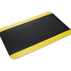 Crown Mats Industrial Deck Plate Anti-Fatigue Mat, 36" x 60", Black/Yellow (CD 0035YB)