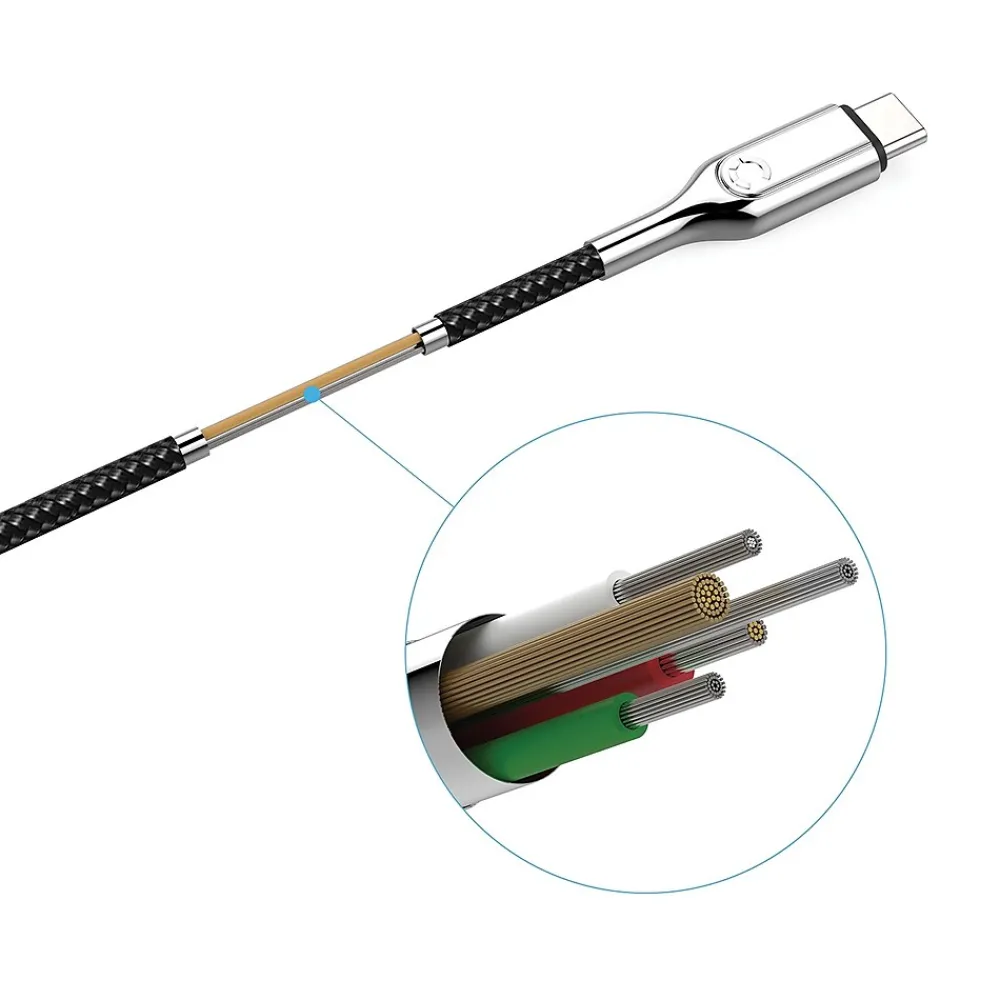 Cygnett Armored 3.1 USB-C to USB-A Charge and Sync Cable, 3', Black (CY2679PCUSA)