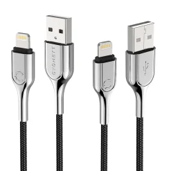 Armored Lightning to USB-A Charge and Sync Cable, 3.28', Black (CY2669PCCAL)<Cygnett Online