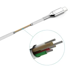 Charge and Sync Cable, Armored 2.0 USB-C to USB-A Cable, 3' White (CY2697PCUSA)<Cygnett New