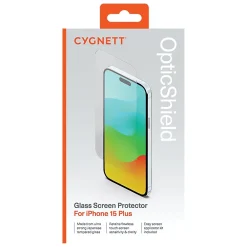 Cygnett OpticShield Tempered Glass Screen Protector for iPhone 15 Plus, (CY4600CPTGL)
