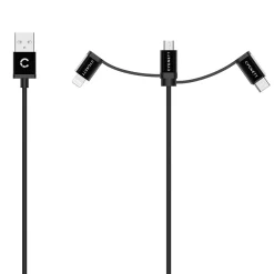 Universal 3-in-1 Braided USB Charging Cable, 3.3', Black (CY3571COCAB)<Cygnett