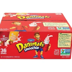 Dannon Danimals Explosion & Swingin' Strawberry Bananas Smoothies, 36/Pack (902-00019)