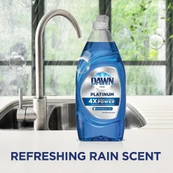 Platinum Liquid Dish Soap with Sponge, Refreshing Rain, 24 fl oz., 3/Carton (49041)<Dawn Hot