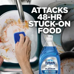 Platinum Liquid Dish Soap with Sponge, Refreshing Rain, 24 fl oz., 3/Carton (49041)<Dawn Hot