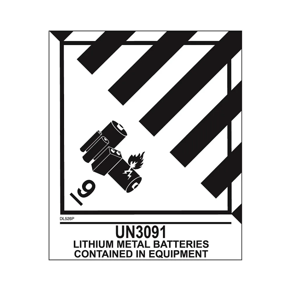 Best Decker Tape Products UN3091 LITHIUM METAL BATTERIES Shipping Label, 4" x 4.75", White/Black, 500 Labels/Roll (DL526P-5)