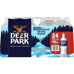 Deer Park 100% Natural Spring Water, Regular Flavor, 700ml Bottles with Sport Cap, 24/Carton (12255163)
