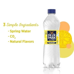 Deer Park Sparkling Water, Lemon, 16.9 oz. Bottles, 24/Carton (12349497/122056)