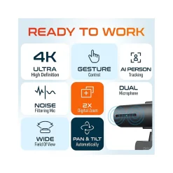 Best Delton AIC60 UHD 4K Face Tracking and Gesture Controls Webcam, 8.3 Megapixels, Black, (DCAIC60)