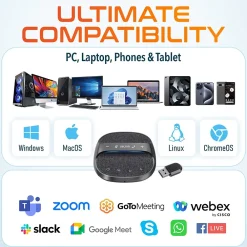 Delton C4700 Noise Reducing 360° Voice Pickup Wired/Wireless Conference Speaker Speakerphone, Black (DSC4700-WR)