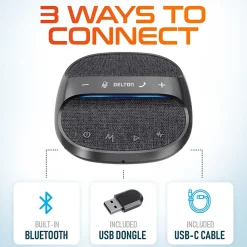 Delton C4700 Noise Reducing 360° Voice Pickup Wired/Wireless Conference Speaker Speakerphone, Black (DSC4700-WR)