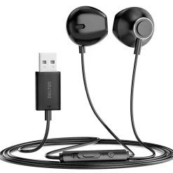 Discount Delton 10E Stereo USB In-Ear Computer Headset with Microphone, Black (DWH10E)