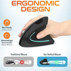 Outlet Delton Ergonomic 12 Wireless Ergonomic Optical 2.4 GHz Gaming Mouse, Black (DMERG12-WB)