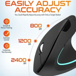 Outlet Delton Ergonomic 12 Wireless Ergonomic Optical 2.4 GHz Gaming Mouse, Black (DMERG12-WB)