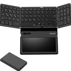New Delton F92 Foldable Portable Wireless Keyboard with Touchpad, Black (DKBF92)
